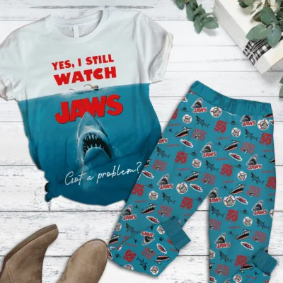 Jaws Set Short Sleeve T-shirt & Long pants Pajamas NTH250526142555