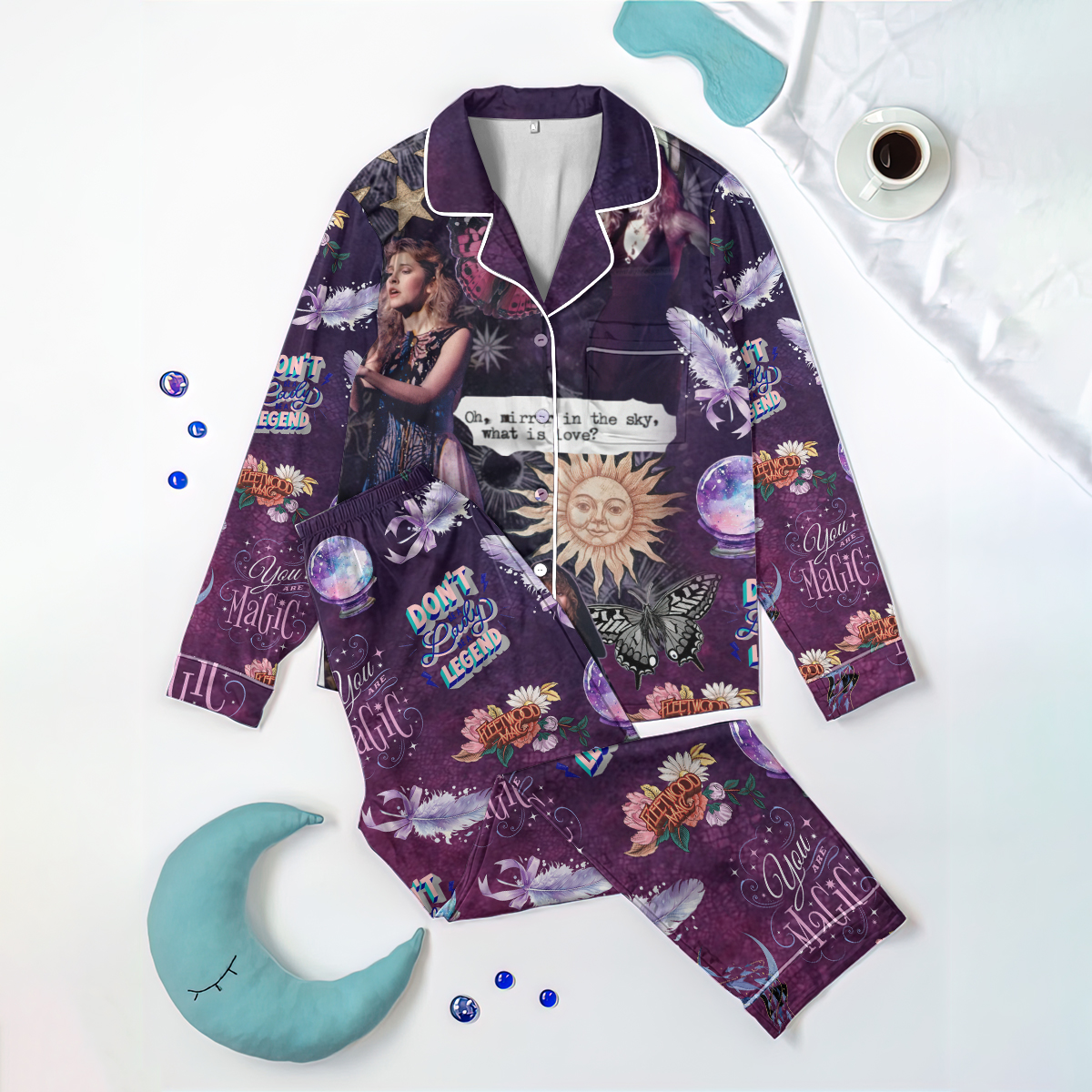 STVN Set Button Down Long Satin Pajamas MNG4885NVH