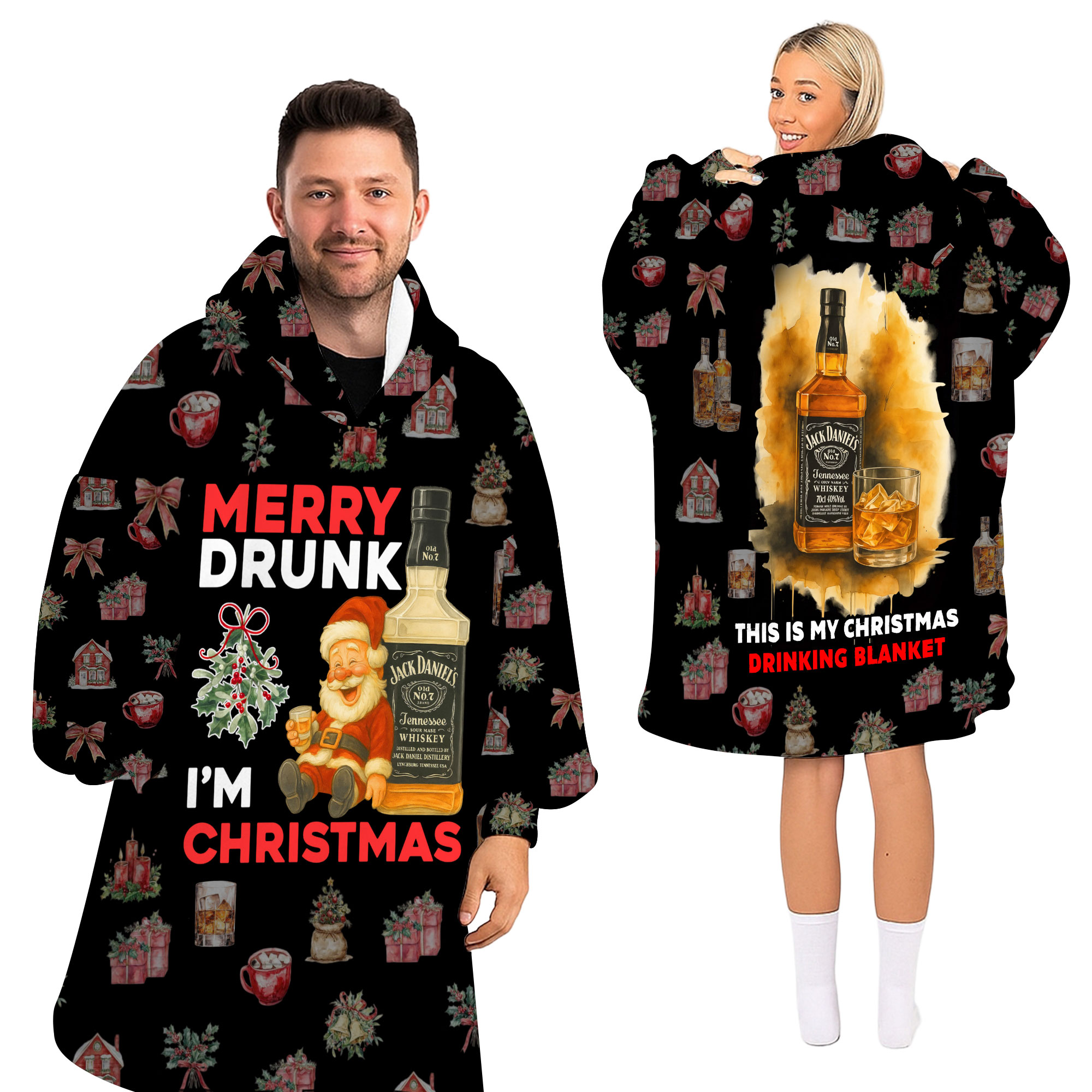 Merry Drunk I'm Christmas JKDN Blanket Hoodie NHL5623NVH